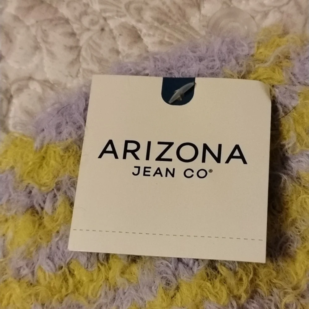 Arizona Jean Company Junior Striped Lilac/Lime/Yellow Knit Beanie, NWT